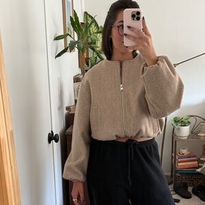 Zara Women's Beige Bomber Jacket